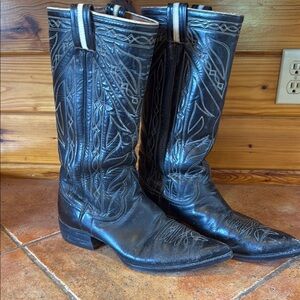 Markdown! Vintage Nacona Black Leather stovepipe Cowboy Boots